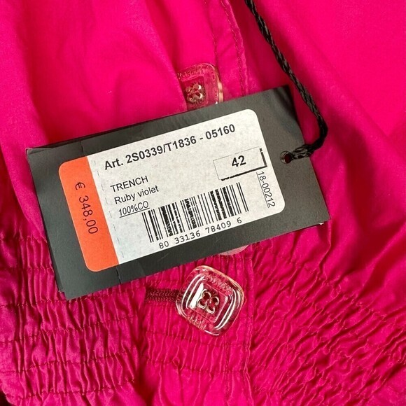 Patrizia Pepe Lightweight Trench Coat Ruby Violet NWT IT 42/US 6 - Picture 9 of 9